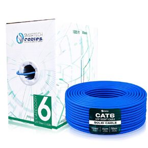SmarTech Cables Cat 6 Cable 1000ft (Riser) - UTP 4 Pair Solid Conductor, Easy to Install Cat6 Riser 1000ft, High Speed 10 Gbps, 23 AWG Cat6 1000ft Ethernet Cable, Certified Bulk Cat6 Cable 1000ft