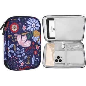 MoKo 6-7" Kindle Sleeve Bag for 7" Kindle Colorsoft Signature Edition, All-New 6" Kindle 11th Gen 2022/10th Gen 2019/8th Gen 2016, 6.8" Kindle Paperwhite 11th/10th Gen 2021/2018, Colorful Flower
