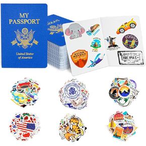15 Pcs Fake Passport Book for Kids with 150 Non-Repeating Stickers (Including 3 Themes), Suitable for Party Favors, Scrapbooking, Arts and Crafts, School Supplies, Wall Stickers in Kuwait