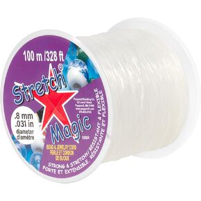 Stretch Magic Bead & Jewelry Cord - Strong & Stretchy, Easy to Knot - Clear Color - 0.8mm Diameter - 100-meter (328 ft) Spool - Elastic String for Making Beaded Jewelry