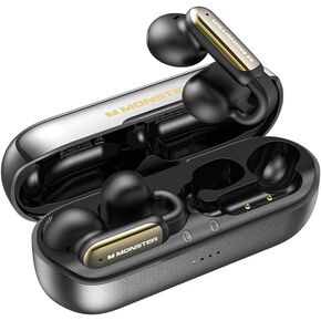 Monster Open AC601 Bluetooth Earbuds - Comfortable Clip-On Wireless Earbuds with Bluetooth 5.4, 32H Playtime Earbuds with ENC Clear Talk, IPX5 Waterproof & Touch Control for Any Occasion (Black)