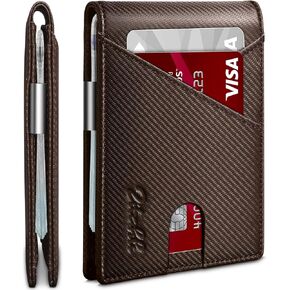 Zitahli Wallet for Men - with Money Clip Slim Leather Slots Credit Card Holder RFID Blocking Bifold Minimalist Wallets with Gift Box