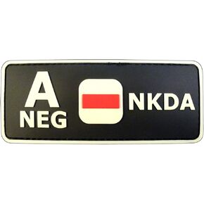 First Aid Patch PVC A Negative Patch [Black and White Glow Dark] Compatible with Velcro PVC Patches,Plate Carrier Patches for Backpacks,Ifak Patch,A Neg Patch,First Aid Kit Patch Blood Type Patch