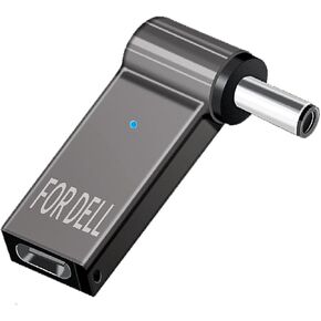 شاحن طاقة USB C إلى كمبيوتر محمول نحيف 100 وات PD، طرف موصل 4.5 مم مناسب لجميع أجهزة الكمبيوتر المحمولة Dell بقدرة 65 وات/45 وات المزودة بموصل طاقة دائري، بما في ذلك سلسلة Inspiron 13 14 15,3000 5000 7000، وXPS، وكابل سلسلة Vostro