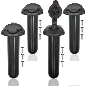 Kayak Flush Mount Fishing Boat Rod Holder with Cap - Plastic Fishing Tackle Accessory Tool for Kayak Boat Canoe Pole