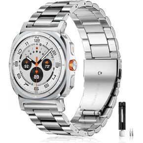 Olytop Galaxy Watch 4/6/7 Classic 47mm 46mm 43mm 42mm/5 Pro 45mm Bands, Samsung Galaxy Watch 7/FE/6/5/4 Bands 44mm 40mm, 20mm Metal Stainless Steel Replacement Wristband Strap for Men Women, Black