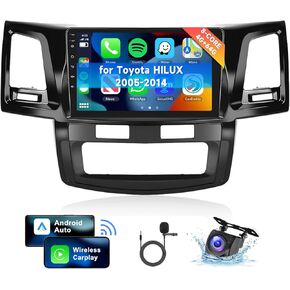 8 CORE 4G+64G for Toyota HILUX 2005-2014 Car Radio, Wireless Carplay Android Auto Android 13 9 Inch IPS Touch Screen Car Stereo, Bluetooth, GPS Navi, WiFi, SWC, DSP Audio+HD Backup Camera