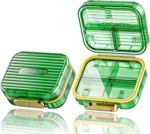 Travel Pill Organizer, Small Pill Box, Acedada Portable Daily Pill Case for Pocket Purse, Moistureproof 7 Compartments Pill Container, Stylish Medicine Holder Organizer for Vitamins Fish Oils, Black in Saudi Arabia