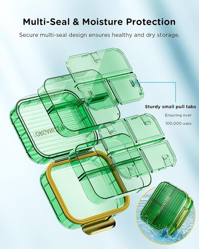 Travel Pill Organizer, Small Pill Box, Acedada Portable Daily Pill Case for Pocket Purse, Moistureproof 7 Compartments Pill Container, Stylish Medicine Holder Organizer for Vitamins Fish Oils, Black in Saudi Arabia
