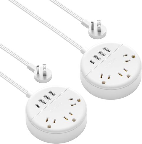 Flat Plug Power Strip with USB Ports, NTONPOWER Nightstand Desktop Charging Station with 5ft Short Extension Cord, Wall Mount, Small Size for Dorm Room Nightstand Office, Travel, White in Saudi Arabia