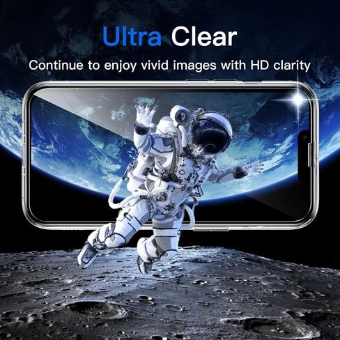 JETech 5 in 1 Case for iPhone 13 6.1-Inch, with 2-Pack Screen Protector and Camera Lens Protector, Non-Yellowing Shockproof Bumper Phone Cover, Full Coverage Tempered Glass Film (Clear) in Saudi Arabia