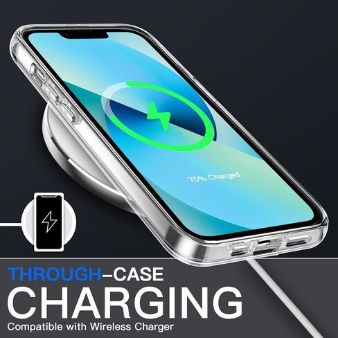 JETech 5 in 1 Case for iPhone 13 6.1-Inch, with 2-Pack Screen Protector and Camera Lens Protector, Non-Yellowing Shockproof Bumper Phone Cover, Full Coverage Tempered Glass Film (Clear) in Saudi Arabia