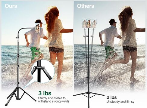 Elitehood 6.7 Feet Tall Phone Tripod, Heavy Duty Metal iPhone Tripod Stand with Remote, 17" Gooseneck Overhead Tripod for iPhone 15 14 13 Pro Max / 13 Pro / 13 12 11, Android Cell Phone Black in Kuwait