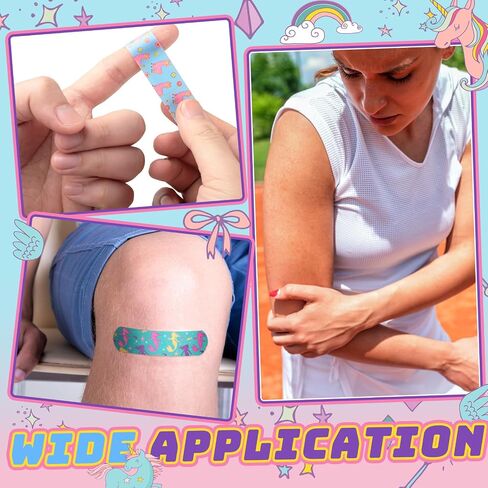 Tondiamo 200 Pieces Kids Bandages 5 Styles Unicorn Cartoon Adhesive Strips in Saudi Arabia