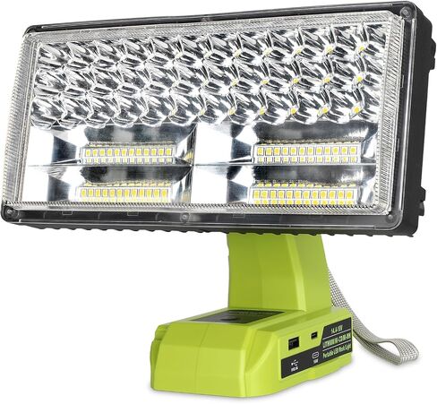 WaxPar 18W for Ryobi Light Powered by Ryobi 18V Max Lithium-ion Batteries, 2000LM for Ryobi Flashlight 18V Spotlight with USB Port,Type C Port, 110 Degree Pivoting Head in Saudi Arabia