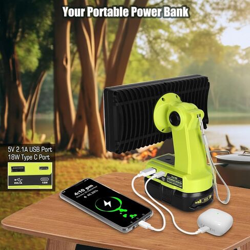 WaxPar 18W for Ryobi Light Powered by Ryobi 18V Max Lithium-ion Batteries, 2000LM for Ryobi Flashlight 18V Spotlight with USB Port,Type C Port, 110 Degree Pivoting Head in Saudi Arabia