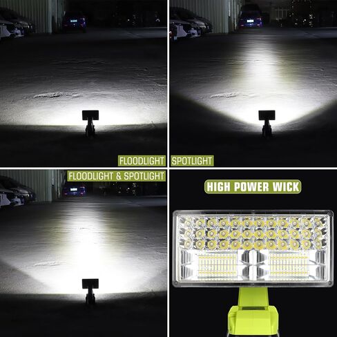WaxPar 18W for Ryobi Light Powered by Ryobi 18V Max Lithium-ion Batteries, 2000LM for Ryobi Flashlight 18V Spotlight with USB Port,Type C Port, 110 Degree Pivoting Head in Saudi Arabia