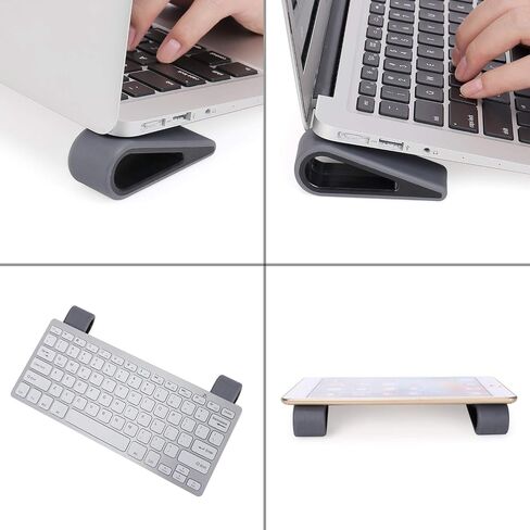 MOSISO 4 Pack Laptop Stands, Portable Lightweight Non-Slip Silicone Desk Riser Flatform Kickstand Holder Compact Hollow Design Elevation for All Notebook, Keyboard, Tablet, Gray in Saudi Arabia