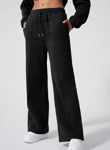 Aleumdr Two Piece Sets for Women Sweatsuit Tracksuits Zip Up Jackets Fleece Lined Wide Leg Sweatpants 2024 Fall Athletic Sweat Matching Sets Women Clothing Travel Lounge Sets Black S in Saudi Arabia