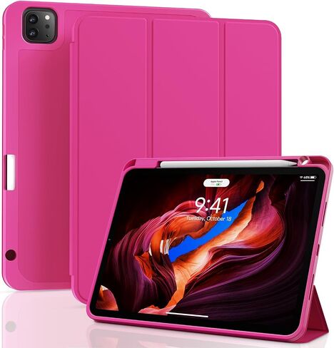 حافظة ZOVEEK iPad Pro مقاس 11 بوصة الجيل الرابع/الثالث/الثاني/الأول (2022/2021/2020/2018) مع حامل قلم رصاص، غطاء ذكي مغناطيسي مع حامل، يدعم شحن قلم الرصاص من الجيل الثاني، الاستيقاظ/النوم التلقائي (وردي وردي) in Kuwait
