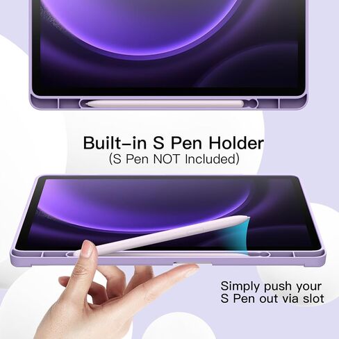 JETech Case for Samsung Galaxy Tab S9 FE 10.9-Inch with S Pen Holder, Soft TPU Tri-Fold Stand Protective Tablet Cover, Support S Pen Charging, Auto Wake/Sleep (Light Purple) in Saudi Arabia