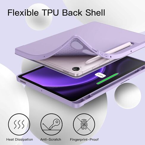 JETech Case for Samsung Galaxy Tab S9 FE 10.9-Inch with S Pen Holder, Soft TPU Tri-Fold Stand Protective Tablet Cover, Support S Pen Charging, Auto Wake/Sleep (Light Purple) in Saudi Arabia