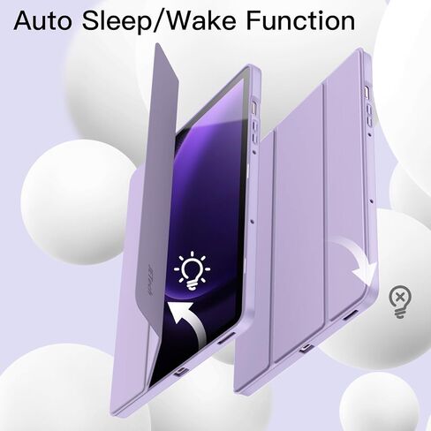 JETech Case for Samsung Galaxy Tab S9 FE 10.9-Inch with S Pen Holder, Soft TPU Tri-Fold Stand Protective Tablet Cover, Support S Pen Charging, Auto Wake/Sleep (Light Purple) in Saudi Arabia