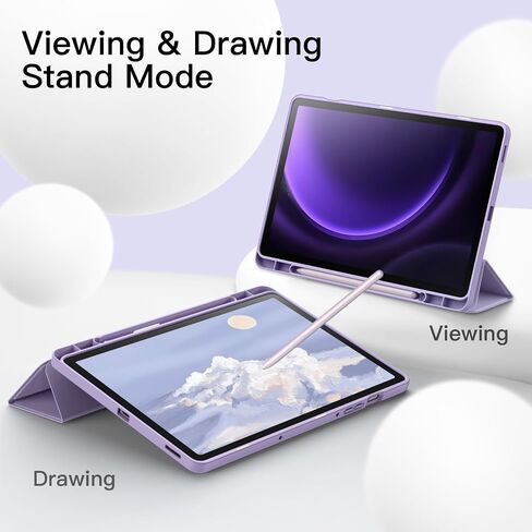 JETech Case for Samsung Galaxy Tab S9 FE 10.9-Inch with S Pen Holder, Soft TPU Tri-Fold Stand Protective Tablet Cover, Support S Pen Charging, Auto Wake/Sleep (Light Purple) in Saudi Arabia