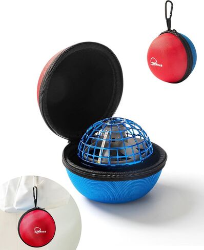 Tikduck Flying Orb Ball Toys Storage Case, Round Portable Hard EVA Carrying Case Storage Bag with Carabiner for Fly Ball Toys, Coins, Earphone, Charging Cable, SD Memory Card and Keys (Red Blue) in Saudi Arabia