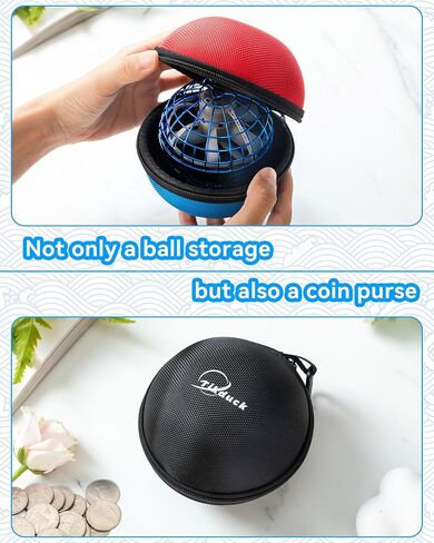 Tikduck Flying Orb Ball Toys Storage Case, Round Portable Hard EVA Carrying Case Storage Bag with Carabiner for Fly Ball Toys, Coins, Earphone, Charging Cable, SD Memory Card and Keys (Red Blue) in Saudi Arabia