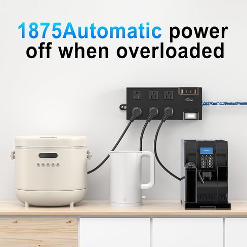 Outdoor Extension Cord Waterproof, 6 Wide Outlets 6ft IPX6 Outdoor Power Strip Weatherproof with 4 USB Ports Surge Protector for Dorm Room Home Office. in Saudi Arabia