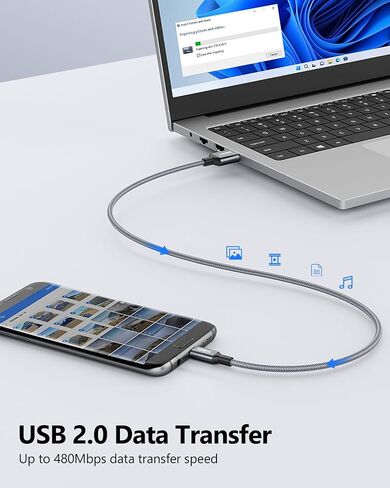 SUNGUY Short Micro USB Cable [3-Pack,1.5ft], Nylon Braided USB to Micro USB 2.0 Fast Charging & Data Sync Cord for Samsung Galaxy S6 S7, Tab 4, LG, Power Bank, Android Phone in Saudi Arabia