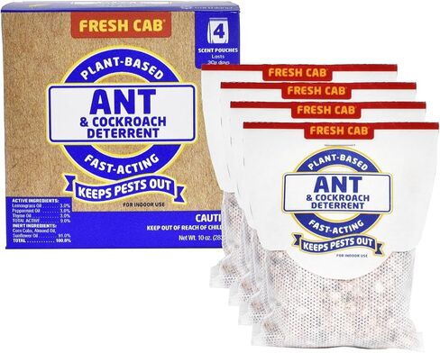 رادع النمل والصراصير الطازج - مكافحة الآفات النباتية الداخلية - آمن للأطفال والحيوانات الأليفة عند استخدامه حسب التوجيهات - مصنوع من زيت النعناع العطري - عبوة من 4 قطع in Kuwait