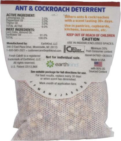 رادع النمل والصراصير الطازج - مكافحة الآفات النباتية الداخلية - آمن للأطفال والحيوانات الأليفة عند استخدامه حسب التوجيهات - مصنوع من زيت النعناع العطري - عبوة من 4 قطع in Kuwait