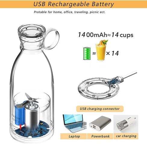 350mL Portable Mini Food Blender, USB Rechargeable, Portable, White in Saudi Arabia