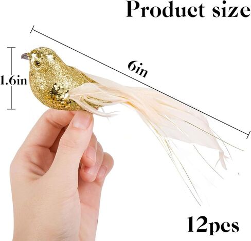 12 Pcs Artificial Christmas Dove Birds with Clip, White Feather Xmas Tree Ornaments Wreath Flower Arrangement Supplies for Party Wedding Decor DIY Craft Gifts in Kuwait