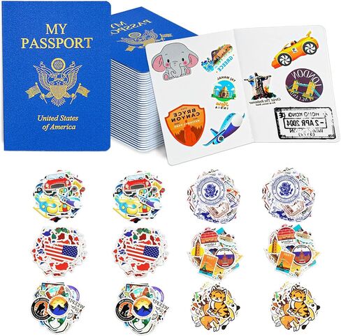 15 Pcs Fake Passport Book for Kids with 150 Non-Repeating Stickers (Including 3 Themes), Suitable for Party Favors, Scrapbooking, Arts and Crafts, School Supplies, Wall Stickers in Saudi Arabia