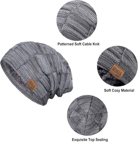 Senker Fashion Slouchy Beanie for Men Women, Oversized Winter Beanies Hats Warm Thick Stocking Caps for Gifts Outdoor in Kuwait