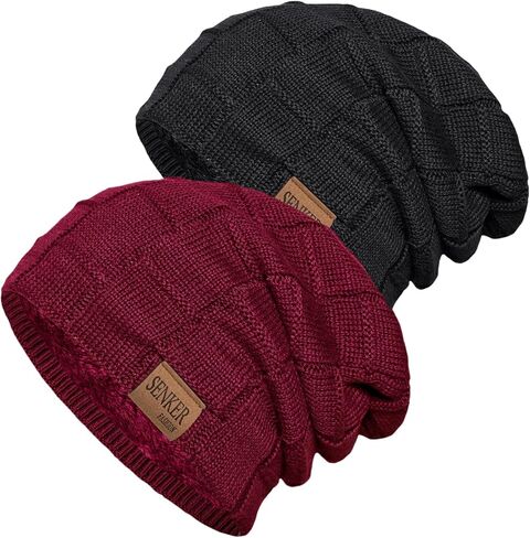 Senker Fashion Slouchy Beanie for Men Women, Oversized Winter Beanies Hats Warm Thick Stocking Caps for Gifts Outdoor in Kuwait