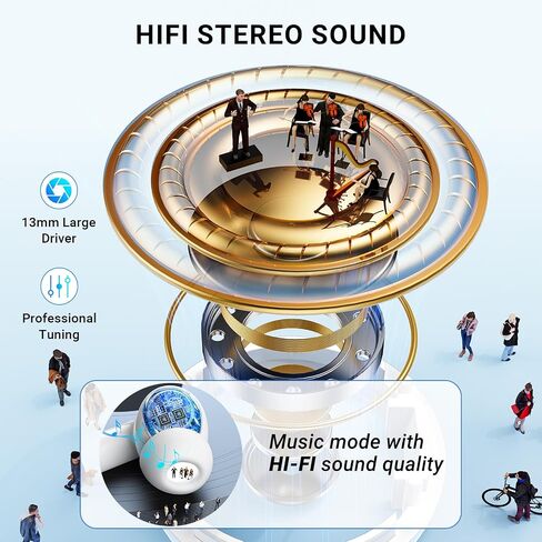 Wireless Earbuds Headphones Bluetooth 5.3 with 4 ENC Noise Cancelling Mics,Hi-Fi Stereo in Ear Ear Buds with LED Screen,IPX6 Waterproof,42h Duration Playback for iPhone and Android white earphones in Saudi Arabia