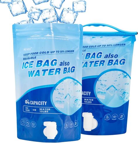 REVEX Ice Pack,Reusable Ice Packs for Cooler, Large Leakproof Cooler Ice Packs for Lunch Boxes, Long Lasting Freezer Packs for Coolers,Drop in Cubed Ice, Drinking Melted Ice Water. (Large/Set of 2) in Saudi Arabia
