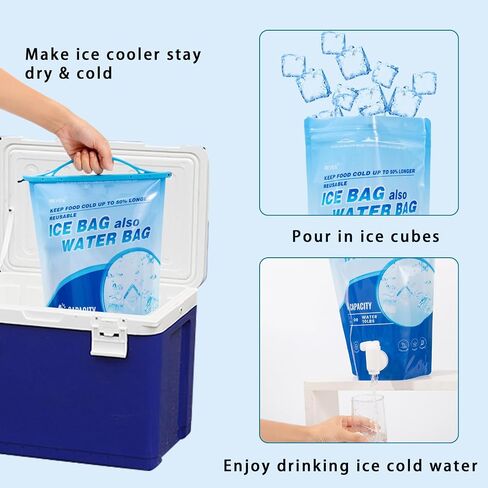 REVEX Ice Pack,Reusable Ice Packs for Cooler, Large Leakproof Cooler Ice Packs for Lunch Boxes, Long Lasting Freezer Packs for Coolers,Drop in Cubed Ice, Drinking Melted Ice Water. (Large/Set of 2) in Saudi Arabia