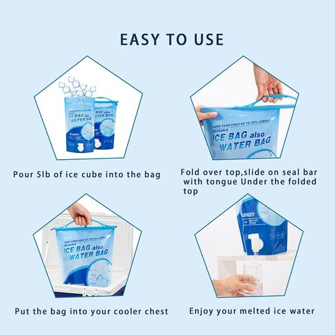 REVEX Ice Pack,Reusable Ice Packs for Cooler, Large Leakproof Cooler Ice Packs for Lunch Boxes, Long Lasting Freezer Packs for Coolers,Drop in Cubed Ice, Drinking Melted Ice Water. (Large/Set of 2) in Saudi Arabia
