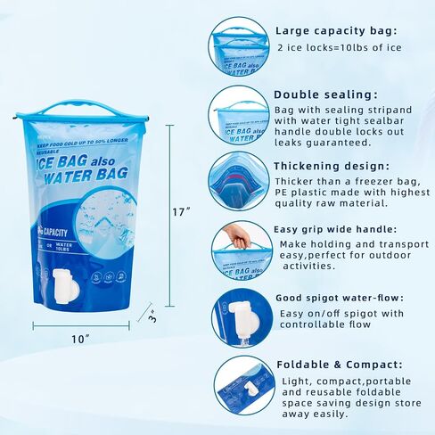 REVEX Ice Pack,Reusable Ice Packs for Cooler, Large Leakproof Cooler Ice Packs for Lunch Boxes, Long Lasting Freezer Packs for Coolers,Drop in Cubed Ice, Drinking Melted Ice Water. (Large/Set of 2) in Saudi Arabia