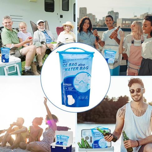 REVEX Ice Pack,Reusable Ice Packs for Cooler, Large Leakproof Cooler Ice Packs for Lunch Boxes, Long Lasting Freezer Packs for Coolers,Drop in Cubed Ice, Drinking Melted Ice Water. (Large/Set of 2) in Saudi Arabia