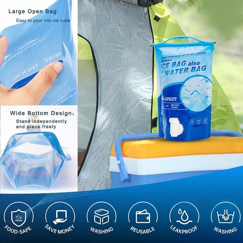REVEX Ice Pack,Reusable Ice Packs for Cooler, Large Leakproof Cooler Ice Packs for Lunch Boxes, Long Lasting Freezer Packs for Coolers,Drop in Cubed Ice, Drinking Melted Ice Water. (Large/Set of 2) in Saudi Arabia