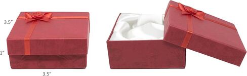 علب هدايا على شكل شجرة مجوهرات من الورق المقوى Novel Box® مع أقواس Rosebug بألوان متنوعة 2.3X2.3X0.75 (عبوة من 12) + قطعة قماش للتنظيف NB in Kuwait