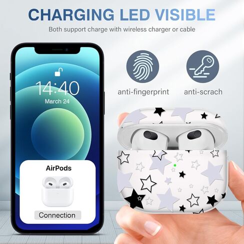 Youtec لحافظة Airpods الجيل الثالث، غطاء رائع لا تلمسني مع حبل قصير عيون كبيرة كرتونية لطيفة لحافظة Airpods الجيل الثالث، غطاء ناعم مقاوم للصدمات للنساء والرجال - أبيض in Kuwait