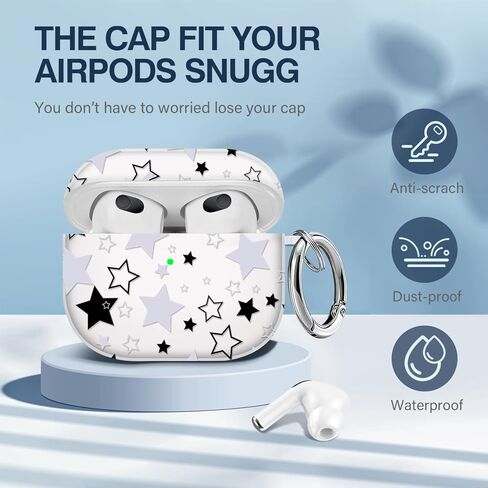 Youtec لحافظة Airpods الجيل الثالث، غطاء رائع لا تلمسني مع حبل قصير عيون كبيرة كرتونية لطيفة لحافظة Airpods الجيل الثالث، غطاء ناعم مقاوم للصدمات للنساء والرجال - أبيض in Kuwait
