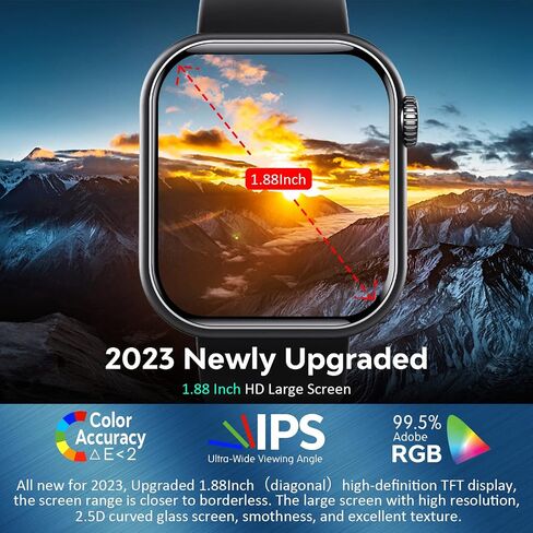 Smart Watch for Men Women, 1.88" Smartwatch with Blood Pressure Monitor Heart Rate Monitor Body Temperature Bluetooth Watch (Make/Answer Call), IP67 Waterproof Smart Watch for Android iOS Phones Black in Saudi Arabia